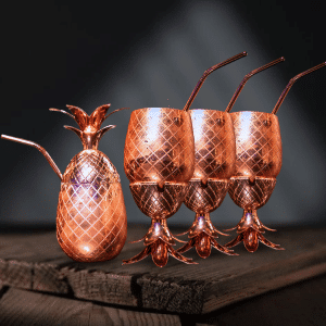 SET DE 4 COPAS PIÑA COBRE 500 ML