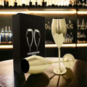 2 COPAS CHAMPAGNE DORADAS 250 ML